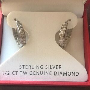 Sterling silver Diamond hoop earrings From Macy’s
